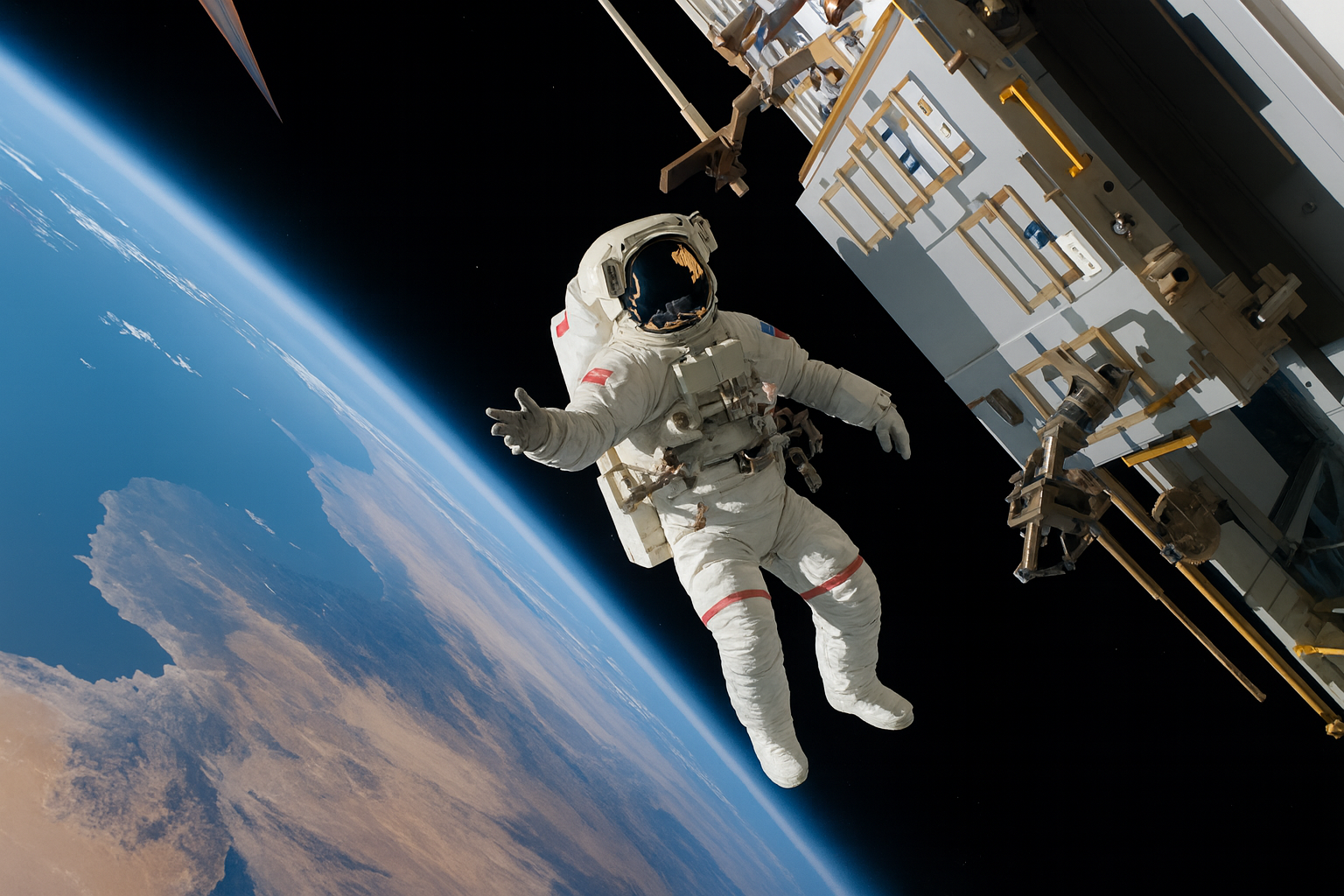 Imagem da Esta&ccedil;&atilde;o Espacial Internacional sobre a Terra